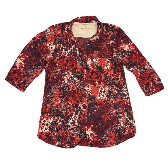 Royal Robbins Performance Tunic Top Red Floral 3/4 Sleeve Hiking Travel M - Picture 1 of 6